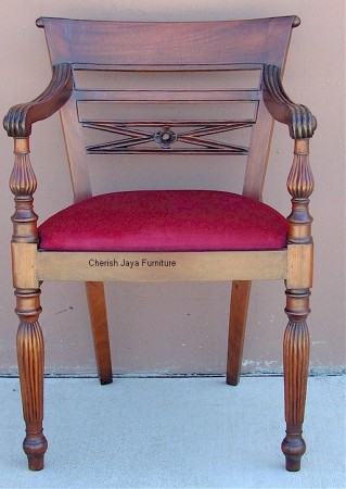 Code: CS 249-M Name: Rafles Chair Carver Size: W=56 x D=54 x H=89 cm Wood: Solid Mahogany With beautiful upholstery or on request any other type/color of upholstery.